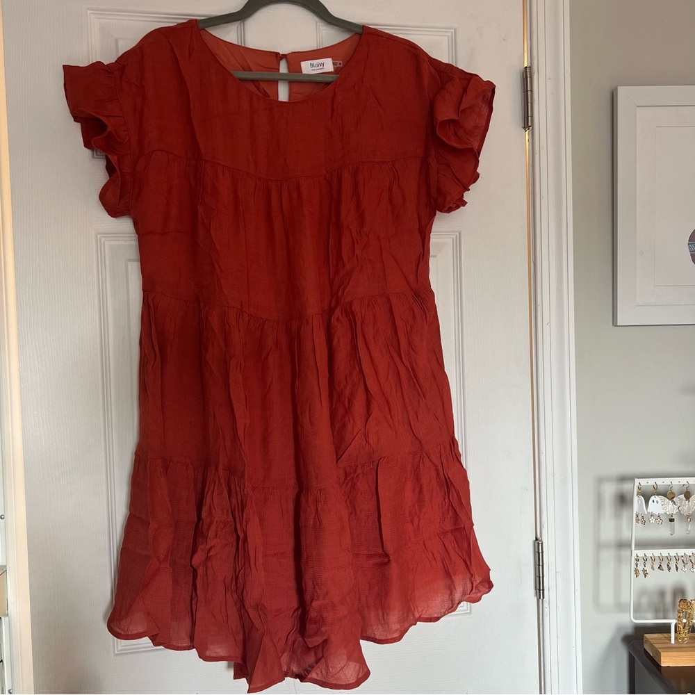 Bluivy | Burnt Orange Flowy Dress NWOT